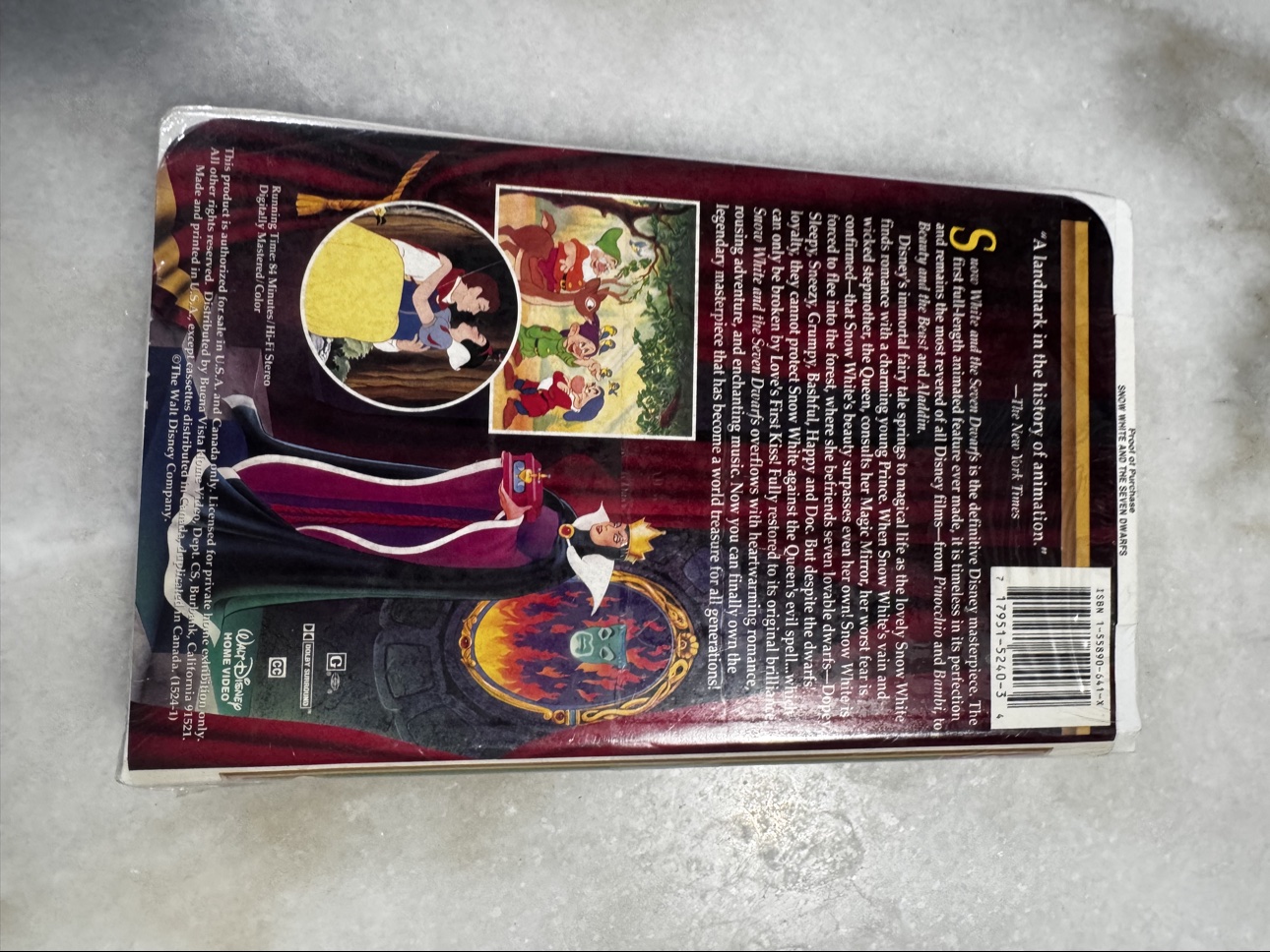 Front view of sealed Snow White and the Seven Dwarfs VHS