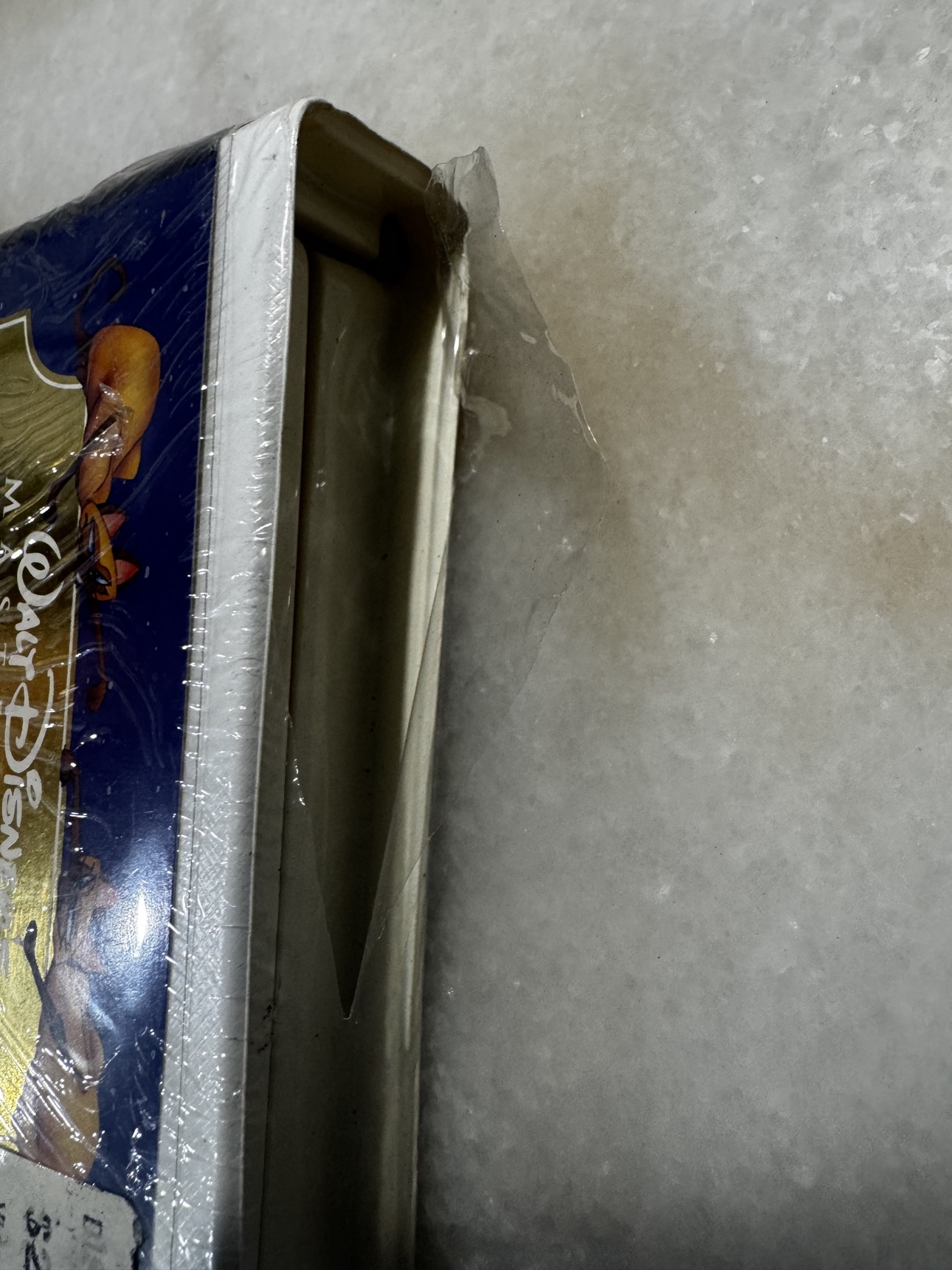 Top edge of sealed Lady and the Tramp VHS