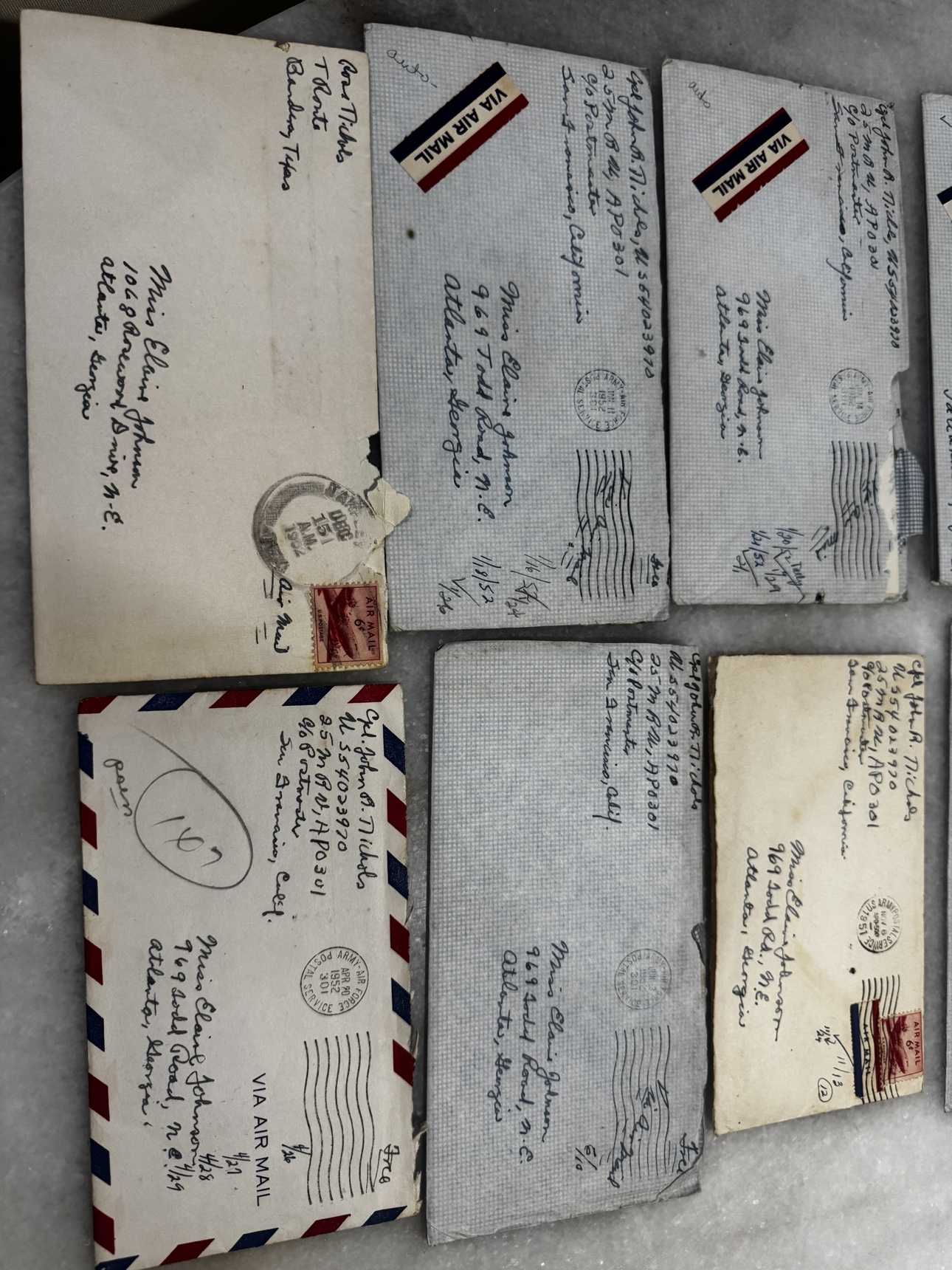 Korean War-era airmail cover lot of 10 envelopes
